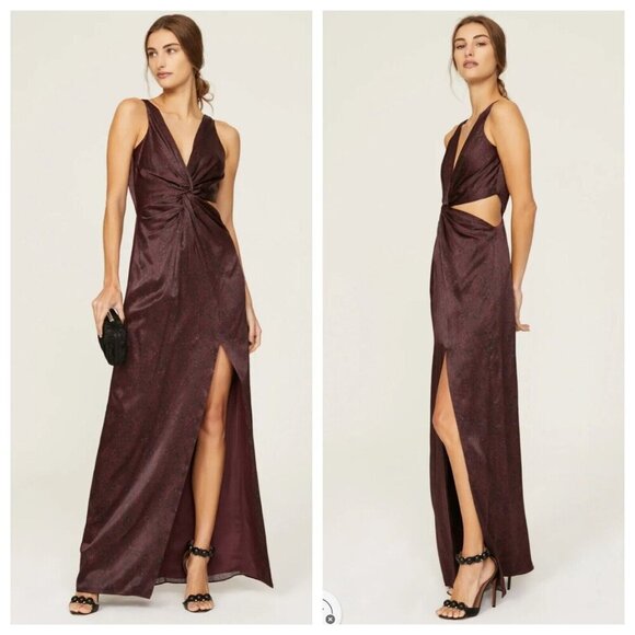 Nicholas Silvina Twist Wrap Cutout Snakeskin Gown 100% Silk - Size 0/XS - EUC - Picture 1 of 11